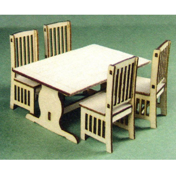 1:24, 1/2" Scale Dollhouse Miniature Furniture Kit Table & Chairs H100