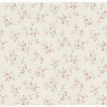 1:48, 1/4" Scale Dollhouse Miniature Wallpaper Pink Roses on Ivory