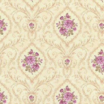 1:12, 1" Scale Dollhouse Miniature Wallpaper Pink Rose Damask (3 sheets)