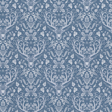 1:12, 1" Scale Dollhouse Miniature Wallpaper Blue Deer (3 sheets)